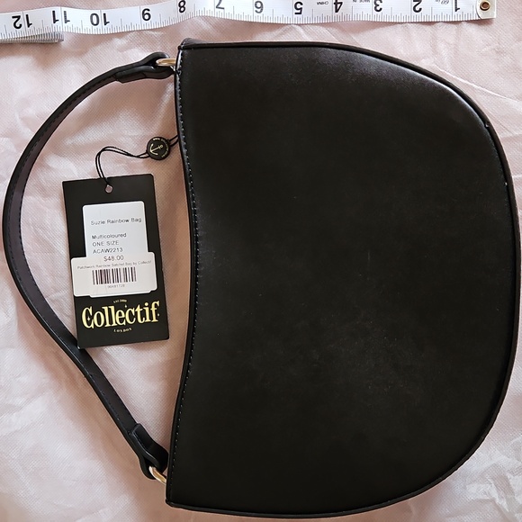 NWT Collectif Retro Black and Rainbow Handbag Purse with Strap - Picture 2 of 4